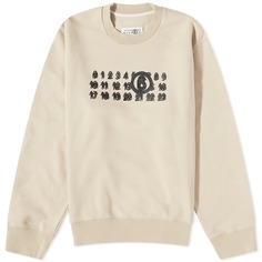 Свитшот MM6 Maison Margiela Triple Logo Crew, бежевый