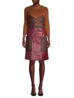 Платье Bottega Veneta из кожи Ягненка и искусственного меха, красный