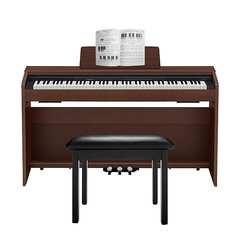 Цифровое домашнее пианино Casio PX-870 BN Privia (коричневое) в комплекте со стильной откидной скамьей для фортепиано (черного цвета) и лаконичным подходом к обучению и игре с компакт-диском