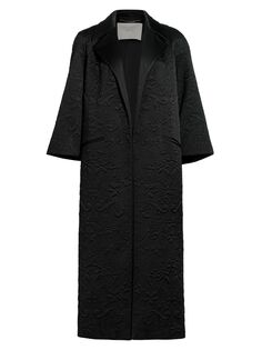 Оперное пальто из стеганого шелкового шармеза с узором пейсли Adam Lippes, черный