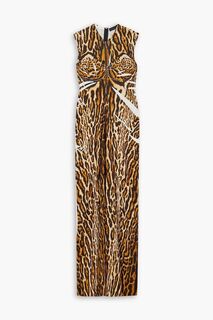 Платье макси из эластичного крепа с леопардовым принтом PROENZA SCHOULER, кэмел