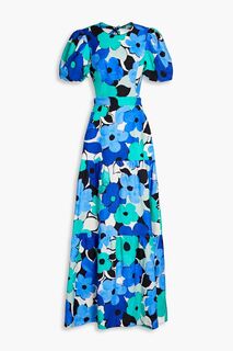 Платье макси с цветочным принтом и вырезом Puglia REBECCA VALLANCE, синий