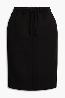 Шерстяная юбка с замшевой отделкой FERRAGAMO, черный