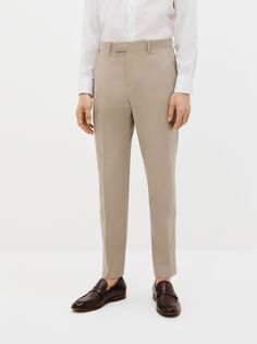 Костюмные брюки стандартного кроя из смеси хлопка и кашемира John Lewis Zegna, каменный цвет