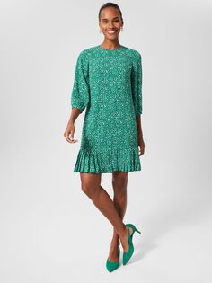 Мини-платье Hobbs Liana с абстрактным точечным принтом, зеленый/цвет слоновой кости Hobb's