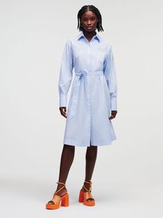 KARL LAGERFELD Платье-рубашка в полоску, холодный синий/белый