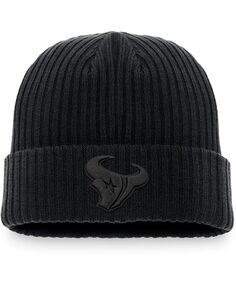 Мужская черная вязаная шапка с манжетами в тон Houston Texans Fanatics