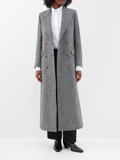 Двубортное твиловое пальто bianca с острыми лацканами Bella Freud, черный