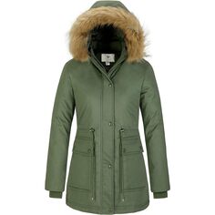 Куртка WenVen Winter Water Resistant With Removable Hood Women&apos;s, зеленый