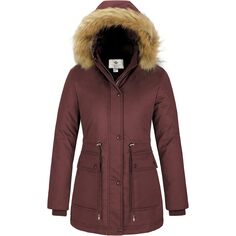 Куртка WenVen Winter Water Resistant With Removable Hood Women&apos;s, бордовый