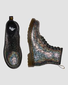 Молодежные ботинки 1460 с мятой металлизированной шнуровкой Dr. Martens