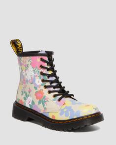 Кожаные ботинки на шнуровке Junior 1460 с цветочным принтом Dr. Martens