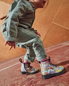 Кожаные ботинки на шнуровке Toddler 1460 с цветочным принтом Dr. Martens
