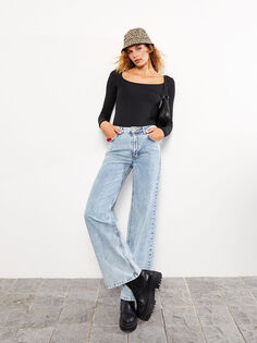 Женские широкие прямые джинсы с заниженной талией Xside