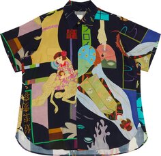 Рубашка Vintage Yohji Yamamoto Pour Homme Printed Short-Sleeve Shirt &apos;Navy/Multicolor&apos;, синий