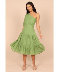 Женское многоярусное платье миди на одно плечо Milla Petal and Pup, зеленый