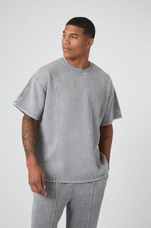 Пуловер с короткими рукавами кислотной стирки Forever 21, серый