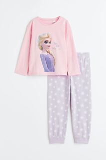 Пижамный комплект H&amp;M Disney Frozen Jersey, 2 предмета, светло-фиолетовый/розовый H&M