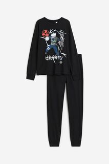 Пижамный комплект H&amp;M x Naruto Printed Cotton Jersey, черный H&M