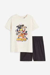 Футболка для сна и шорты H&amp;M x Naruto, бежевый/черный H&M