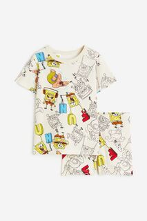 Пижамный комплект H&amp;M SpongeBob SquarePants Cotton, 2 предмета, кремовый H&M