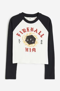 Лонгслив H&amp;M Stranger Things Printed Jersey, белый/черный H&M