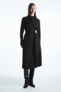 Платье-рубашка COS Pleated Wool-blend, черный