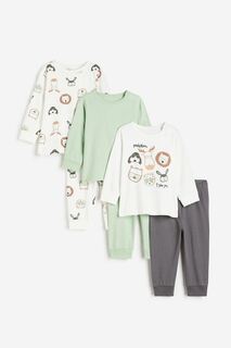 Хлопковый пижамный комплект из трех предметов H&amp;M H&M