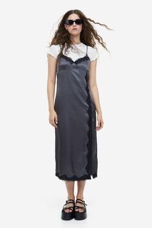 Атласное платье с кружевными полосками и бретелями H&amp;M H&M