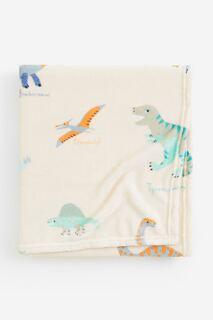 Одеяло H&amp;M Home Patterned Fleece Dinosaurs, светло-бежевый