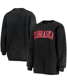 Женский черный свитшот Nebraska Huskers с удобным шнурком в винтажном стиле, базовый пуловер с аркой Pressbox, черный