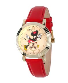 Женские золотые винтажные часы Disney Minnie Mouse из сплава ewatchfactory, красный