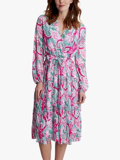 Платье миди с цветочным принтом Gina Bacconi Mindi, зеленый/розовый