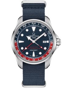 Мужские швейцарские автоматические часы DS Action GMT с синим синтетическим ремешком, 43 мм Certina