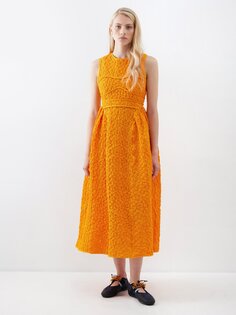 Платье dorina из смесового хлопка со сборками Cecilie Bahnsen, оранжевый