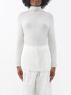 Топ wooly pleats со складками и высоким воротником Issey Miyake, белый