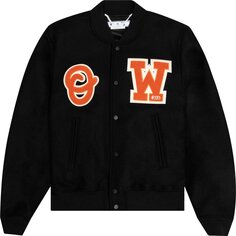 Куртка Off-White OW Patch Varsity Jacket &apos;Black/Orange&apos;, черный