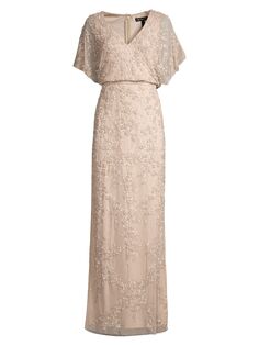Расшитое бисером блузонное платье-колонна Aidan Mattox