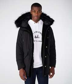 Пуховое пальто с отделкой из вельвета Karl Lagerfeld, черный