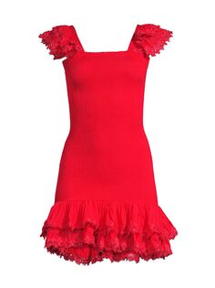 Присборенное мини-платье Belle Peixoto, красный