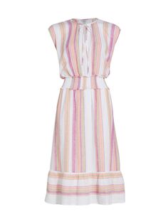 Присборенное полосатое платье-миди Ashlyn Rails