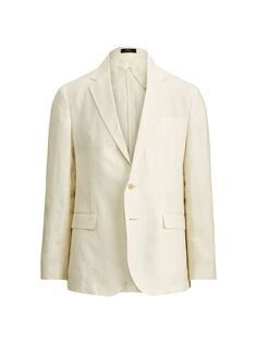Льняная однобортная спортивная куртка Polo Ralph Lauren, кремовый