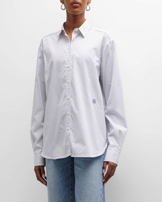 Полосатая фирменная хлопковая рубашка на пуговицах Toteme