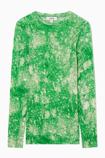 Лонгслив COS Merino Wool Tie Dye, зеленый