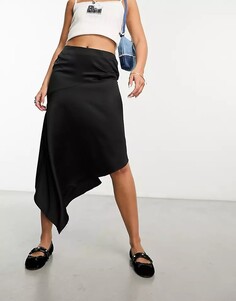 Черная ассиметричная атласная юбка COLLUSION studios, черный