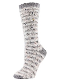Трикотажные носки Memoi с отделкой драгоценными камнями Marled, серый