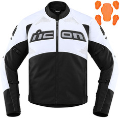 Icon Contra2 перфорированный мотоцикл Текстиль / Кожаная куртка, черный/белый