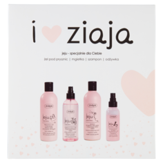 Ziaja Jeju набор: шампунь для волос и кожи головы, 300 мл + двухфазный спрей-кондиционер для волос, 300 мл + спрей-мист для лица и тела, 125 мл + гель для душа и ванны, 300 мл