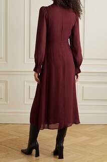 REFORMATION + NET SUSTAIN Платье миди из жоржета Stevi со сборками, бордовый