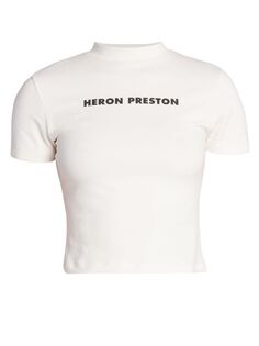 Укороченная футболка с логотипом Heron Preston, белый